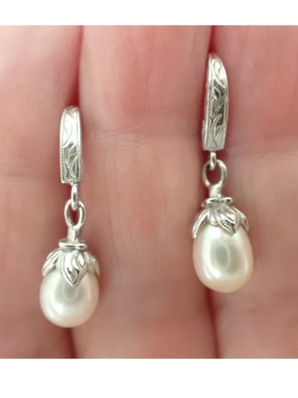 Tacori sterling silver White pearl drop earrings
